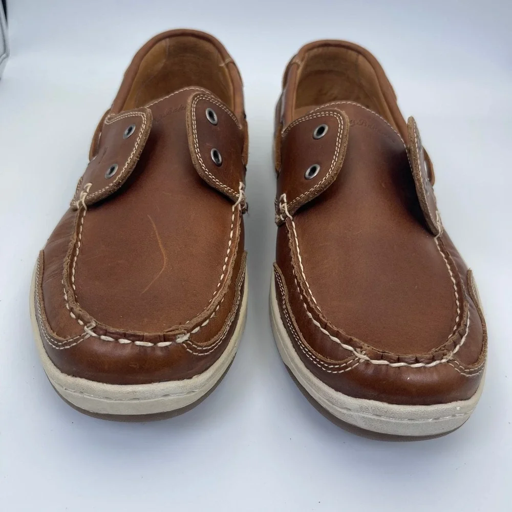 Tommy Bahama Boat Shoes Men's Size 13M Brown Leather Upper Slip-On TFM005